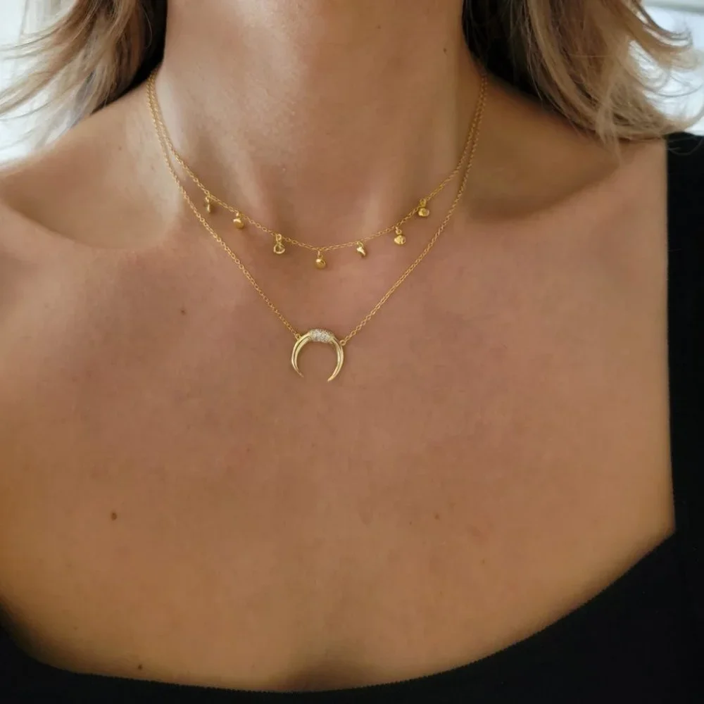 Vermeil Crescent Moon Necklace - Picture 2 of 2